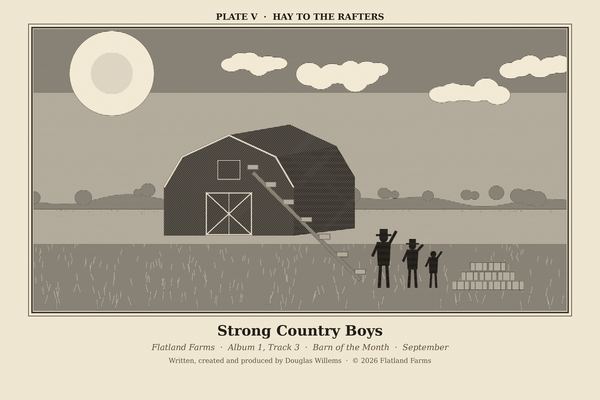 Engraved print, Plate V: Hay to the Rafters